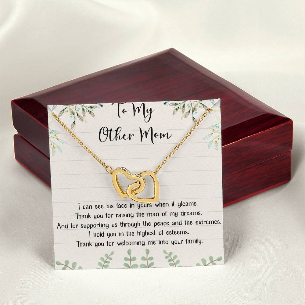 To My Other Mom Interlocking Hearts Necklace Message Card