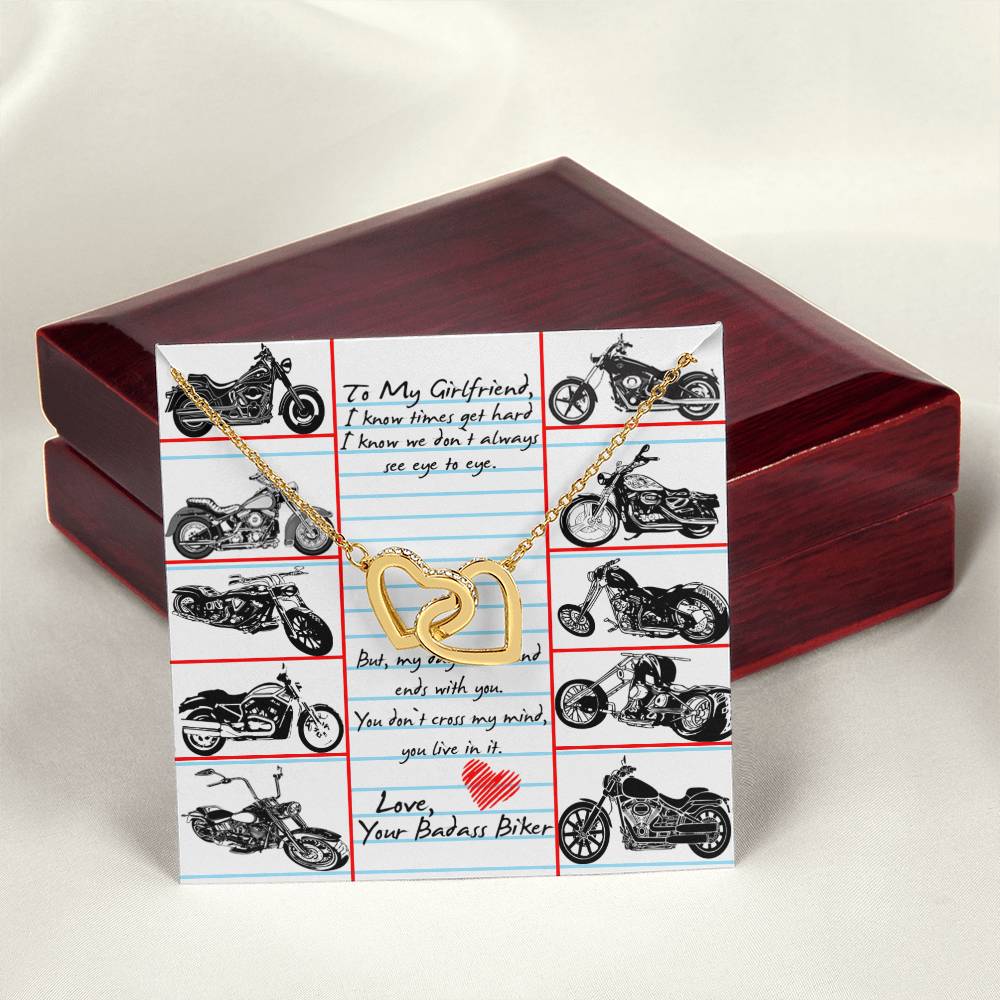 To My Girlfriend Interlocking Hearts Necklace