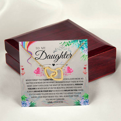 To My Daughter Interlocking Hearts Necklace