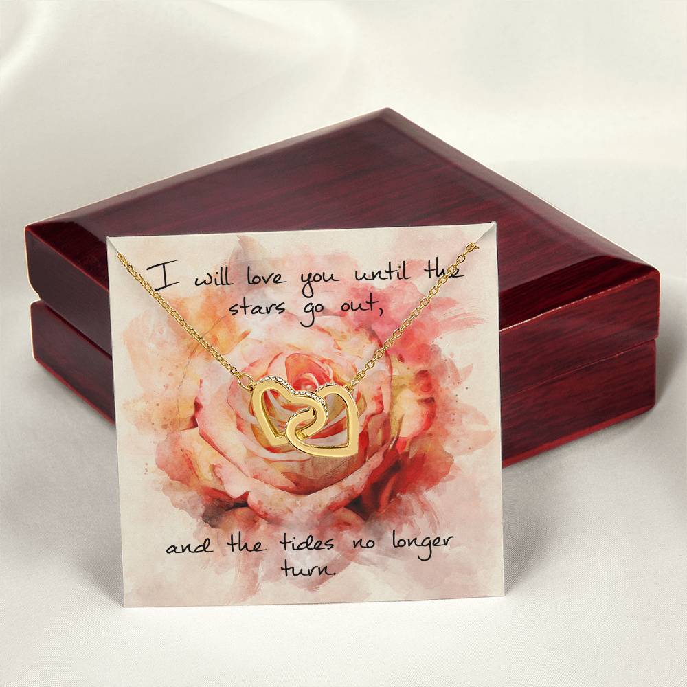 Interlocking Hearts Necklace – Pink Rose Message Card