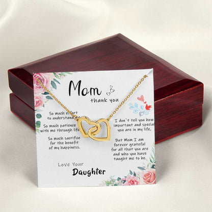 Mom Thank You So Much. Interlocking Hearts Necklace