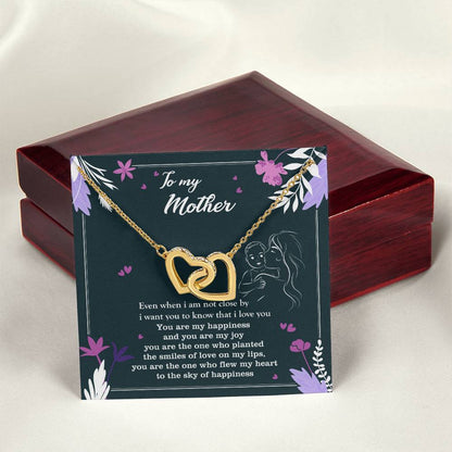 To My Mother - Two Hearts Neckalce Interlocking Hearts Necklace