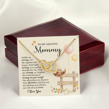 Saddle Up Amazing Mommy Necklace Interlocking Hearts Necklace