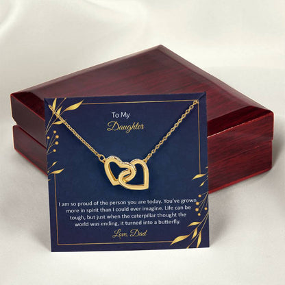 To My Daughter - I Am So Proud Of The Person You Are Today - Interlocking Hearts Necklace