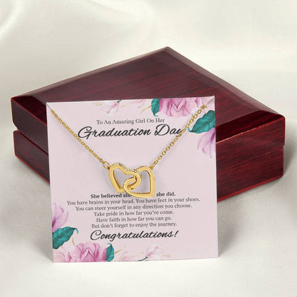 To An Amazing Girl On Her Graduation Day Necklace Interlocking Hearts Necklace