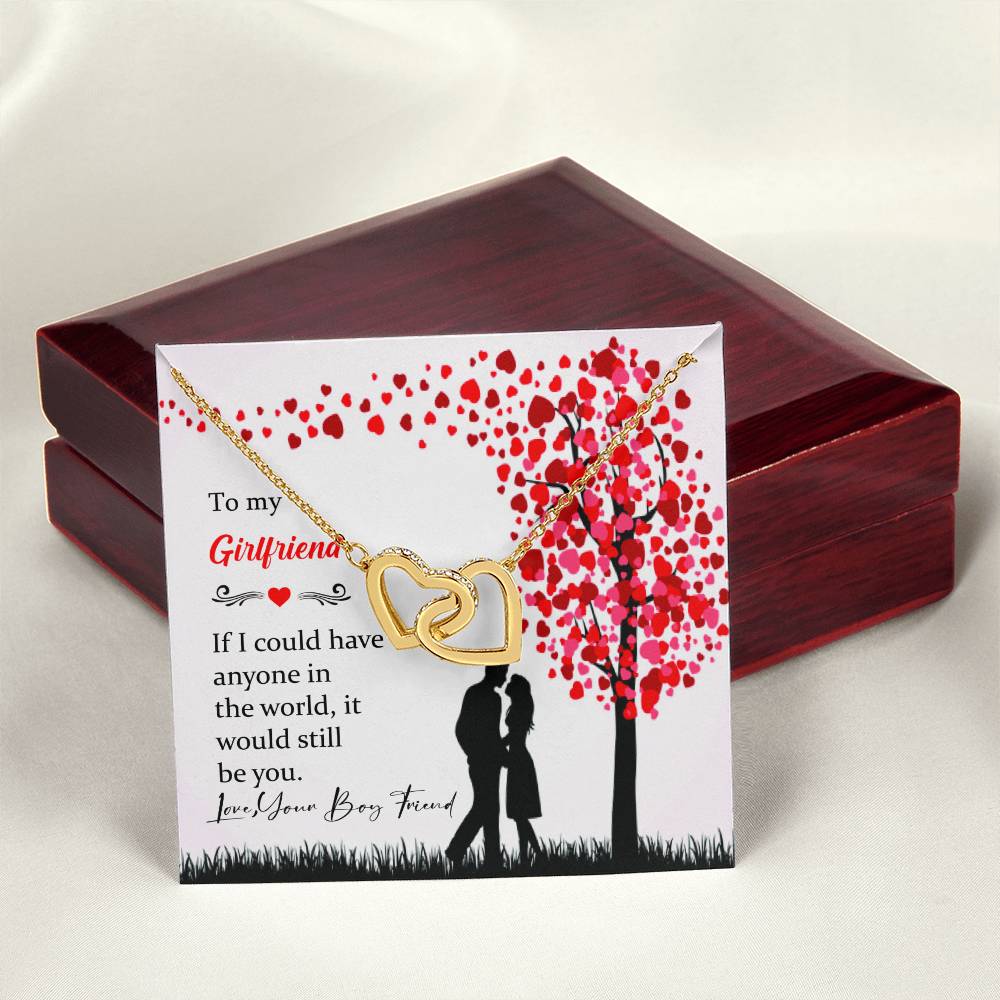 To My Girlfriend Beautiful Interloked High Quality Necklace Love Your Boy Friend. Interlocking Hearts Necklace