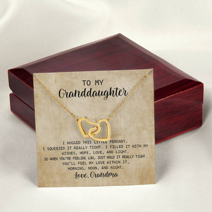 To My Granddaughter - I Love You Message - Tmg03 Interlocking Hearts Necklace