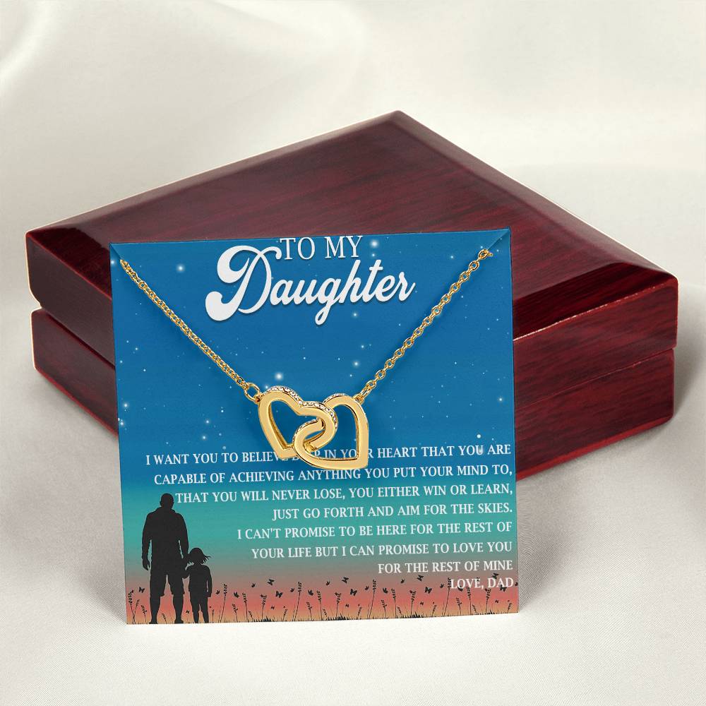 To My Daughter Interlocking Hearts Necklace Message Card