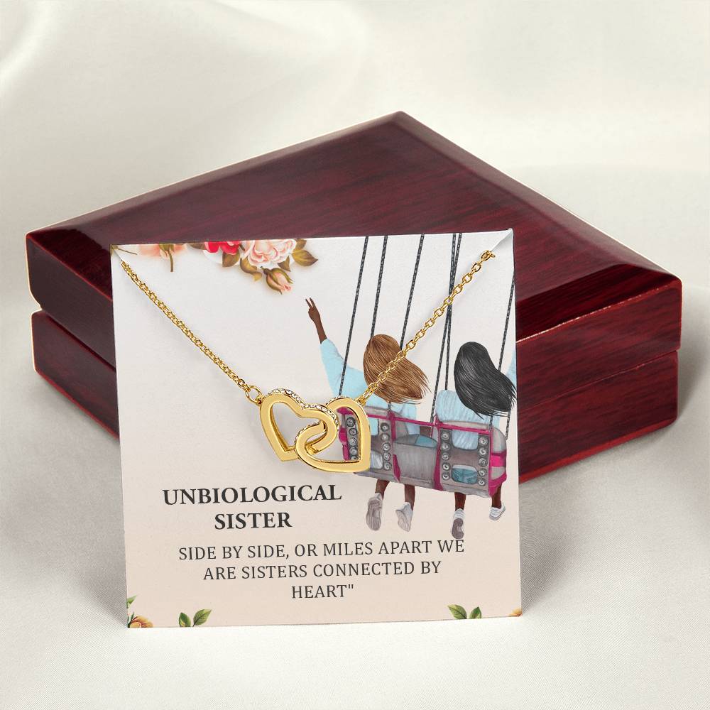 Unbiological Sister Interlocking Hearts Necklace Bff Jewelry Gift Soul Sister Sorority Sister Sister In Law Heart Necklace Gift Best Friends Gift
