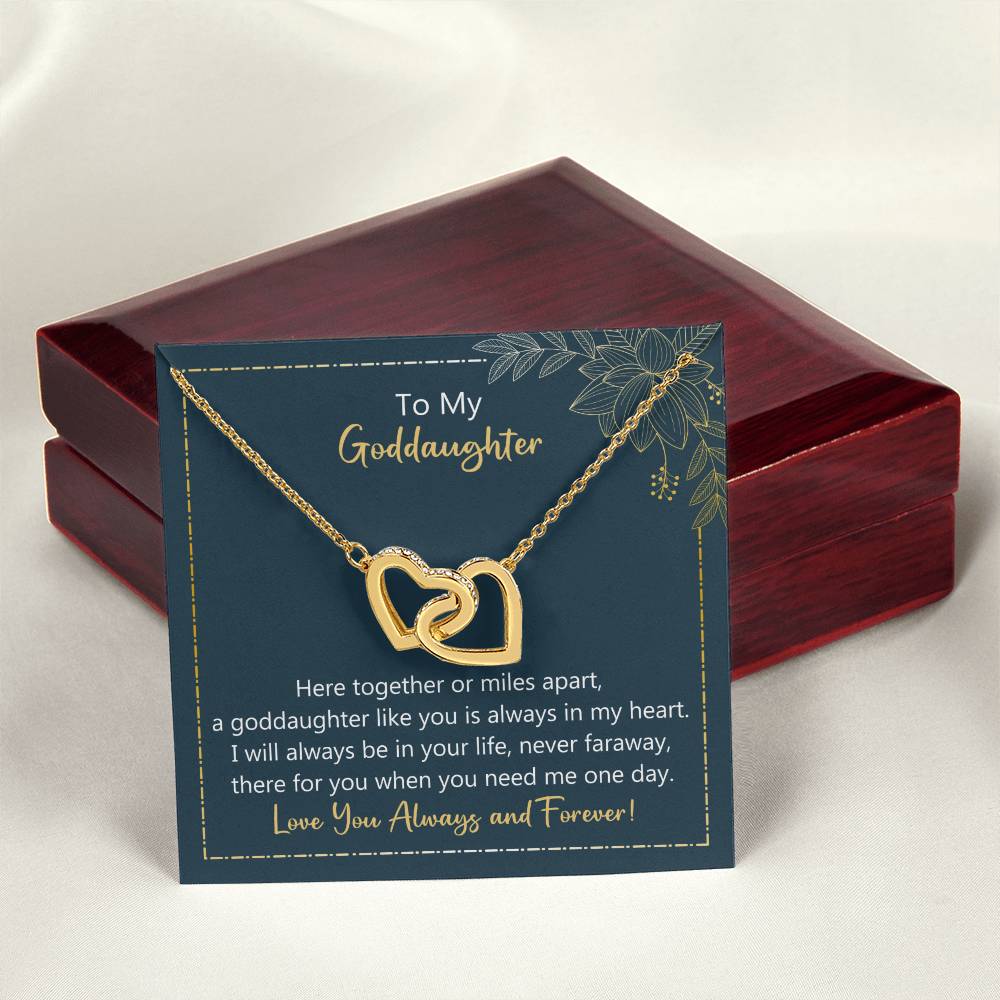 To My Goddaughter I Will Be In Your Life - Never Faraway Necklace Interlocking Hearts Necklace