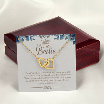 To My Badass Bestie Necklace Gift For Bestfriend Interlocking Hearts Necklace