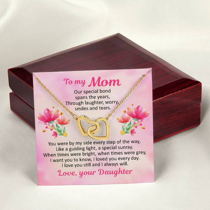 To My Mom - Our Special Bond Spans The Years - Necklace Interlocking Hearts Necklace