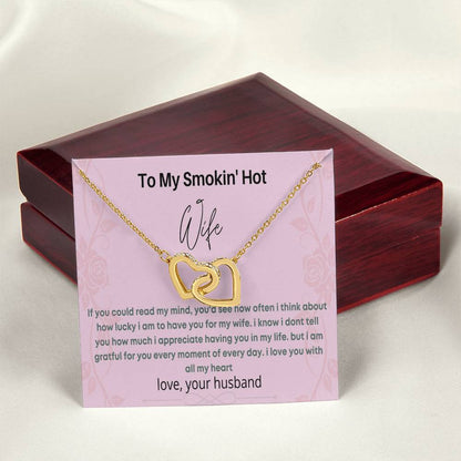 To My Hot Wife Interlocking Hearts Necklace