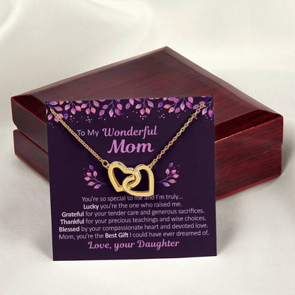 To My Mom - Grateful Thankful And Blessed - Necklace Interlocking Hearts Necklace
