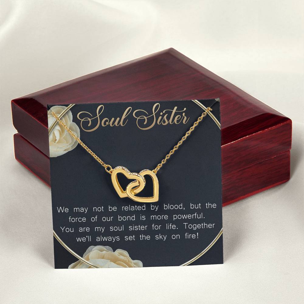 Soul Sister Interlocking Hearts Necklace Message Card