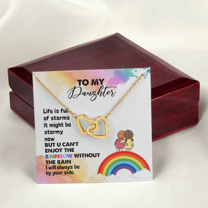To My Daughter Necklace From Mother Life Is Full Of Storm Interlocking Hearts Necklace