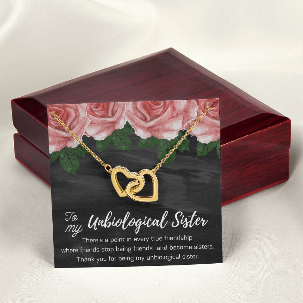 Unbiological Sister Gift Best Friend Necklace Big Little Sorority Soul Sister Bridesmaid Gift Worth It Gift Interlocking Hearts Necklace