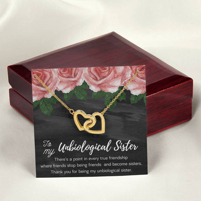 Unbiological Sister Gift Best Friend Necklace Big Little Sorority Soul Sister Bridesmaid Gift Worth It Gift Interlocking Hearts Necklace