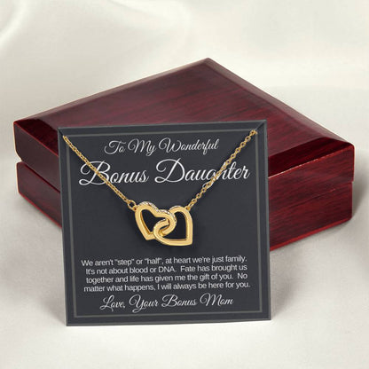 Bonus Daughter Linked Hearts Necklace Gift From Bonus Mom Interlocking Hearts Necklace