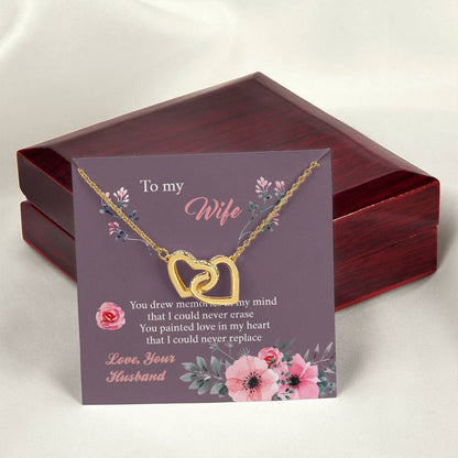 To My Wife - Memories Paint Heart - Necklace Interlocking Hearts Necklace