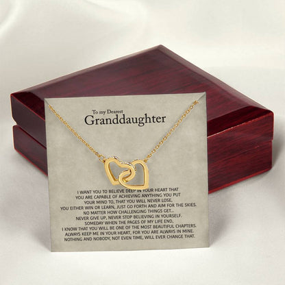 To My Dearest Granddaughter - Love Gift For Granddaughters All Ages - Interlocking Hearts Necklace
