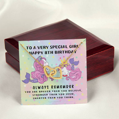 8Th Birthday Gift 8Th Birthday Necklace Gift Happy 8Th Birthday Gift Gift For 8 Year Birthday Girl Interlocking Hearts Necklace
