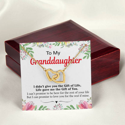 To My Granddaughter - I Love You For The Rest Of My Life Interlocking Hearts Necklace