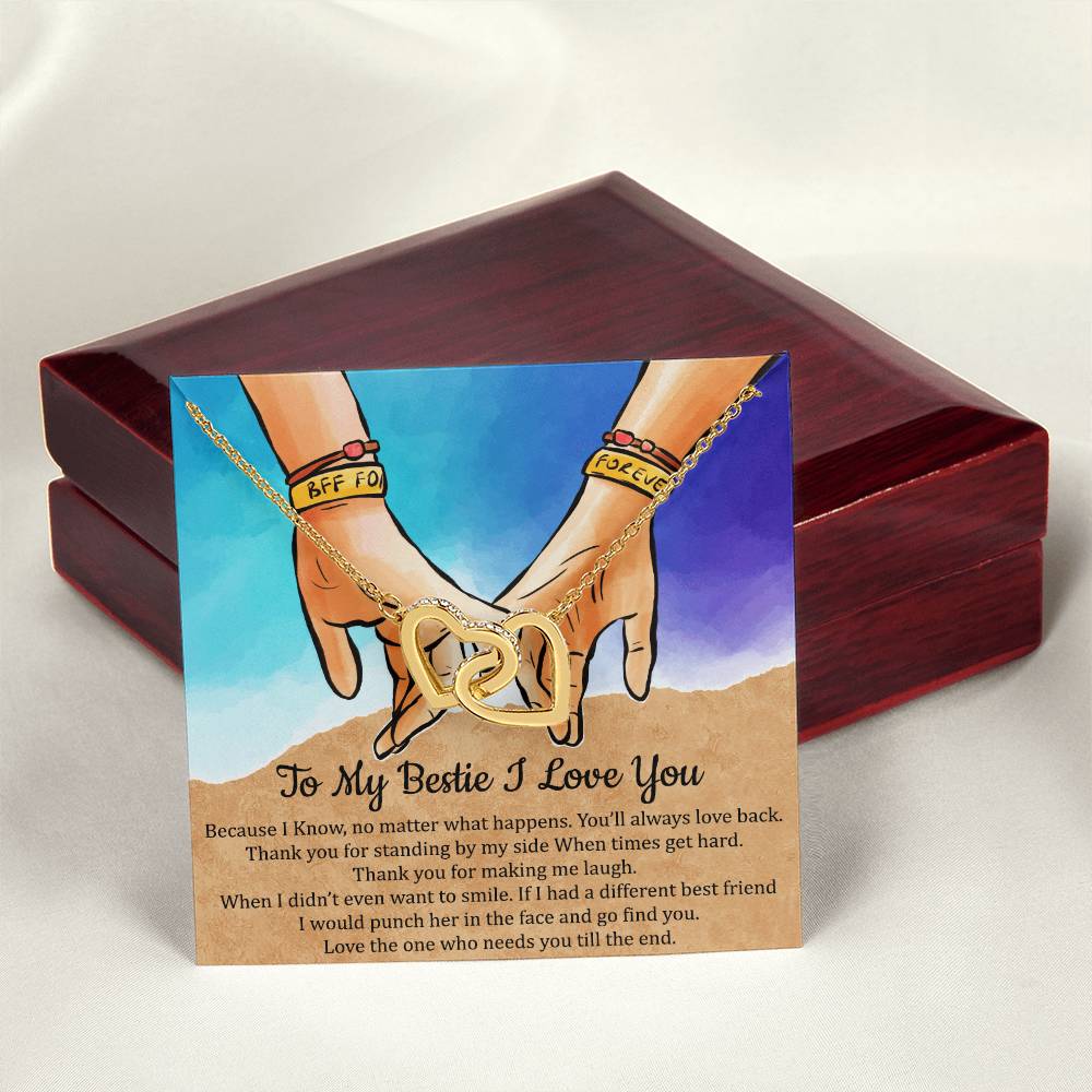 To My Bestie I Love You Interlocking Hearts Necklace