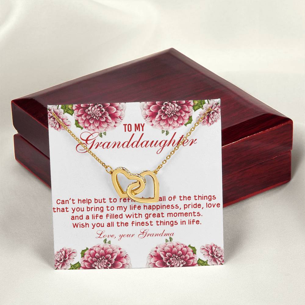 Wish You All The Finest Things In Life - Best Gift For Granddaughter Interlocking Hearts Necklace