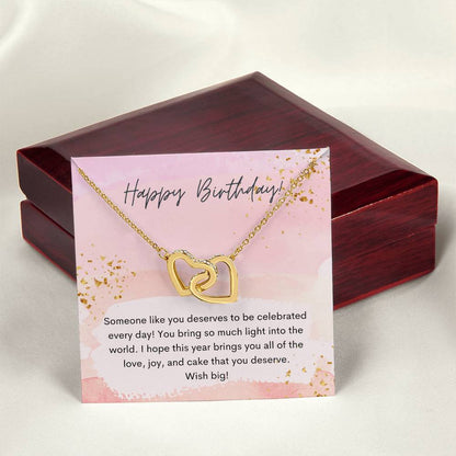 Happy Birthday Interlocking Hearts Necklace Pink Swatches