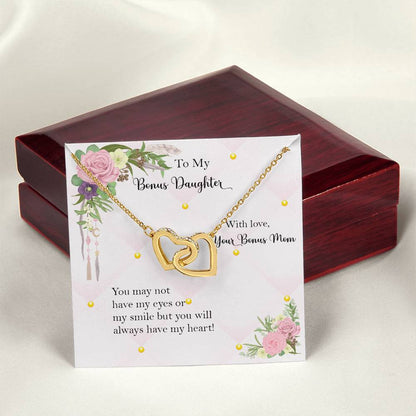 Bonus Daughter From Bonus Mom No Dna But You Have My Heart Interlocking Hearts Necklace