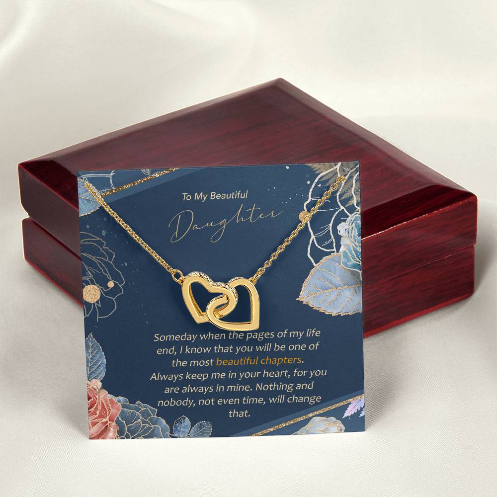 To Daughter - Most Beautiful Chapters In My Life Interlocking Hearts Interlocking Hearts Necklace