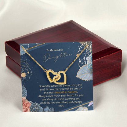 To Daughter - Most Beautiful Chapters In My Life Interlocking Hearts Interlocking Hearts Necklace