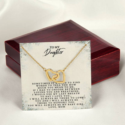 To My Daughte - Love Mom - Interlocking Heart Necklace Interlocking Hearts Necklace