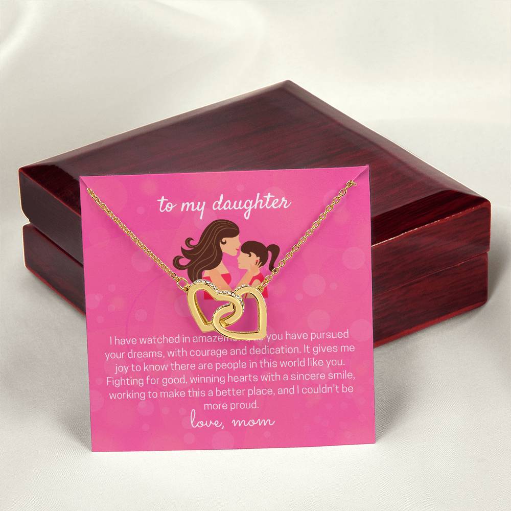 To My Lovely Daughter Interlocking Hearts Necklace