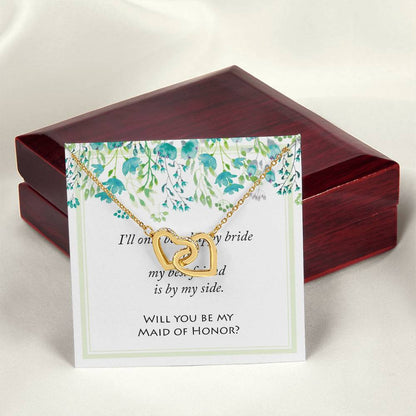 Will You Be My Maid Of Honor Bridal Wedding Jewelry Interlocking Hearts Necklace