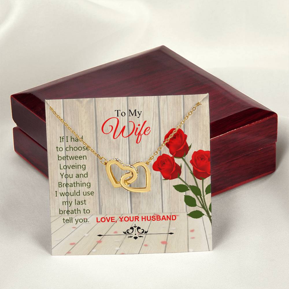 To My Wife Interlocked Beautiful Necklace Gift For Wife Love Your Husband. Interlocking Hearts Necklace