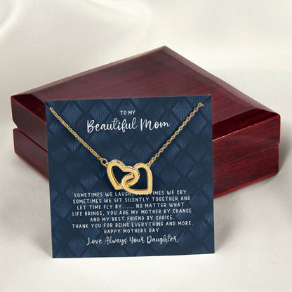 Mothers Day Best Friend - Interlocking Hearts Blue - Love Daughter Interlocking Hearts Necklace
