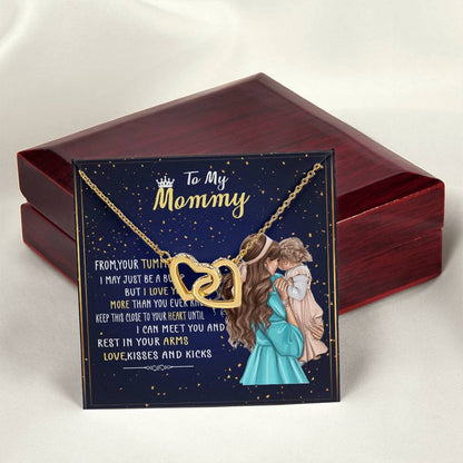 To My Mommy From Your Tummy Interlocking Hearts Necklace