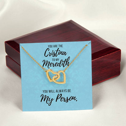 You Are The Cristina To My Meredith Necklace Grey'S Anatomy Best Friend Gift Grey Anatomy Gift You’Re My Person Necklace Interlocking Hearts Necklace