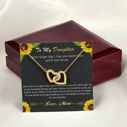 To My Daughter - Never Forget That I Love You More Than You'Ll Ever Know Interlocking Hearts Necklace