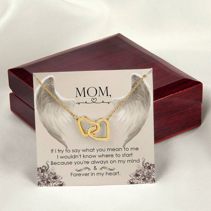Mom Forever In My Heart - Interlocking Heart Necklace Interlocking Hearts Necklace