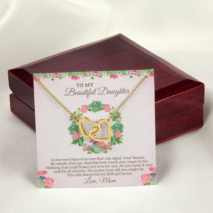To My Beautiful Daughter - My Little Girl To Me Interlocking Hearts Necklace