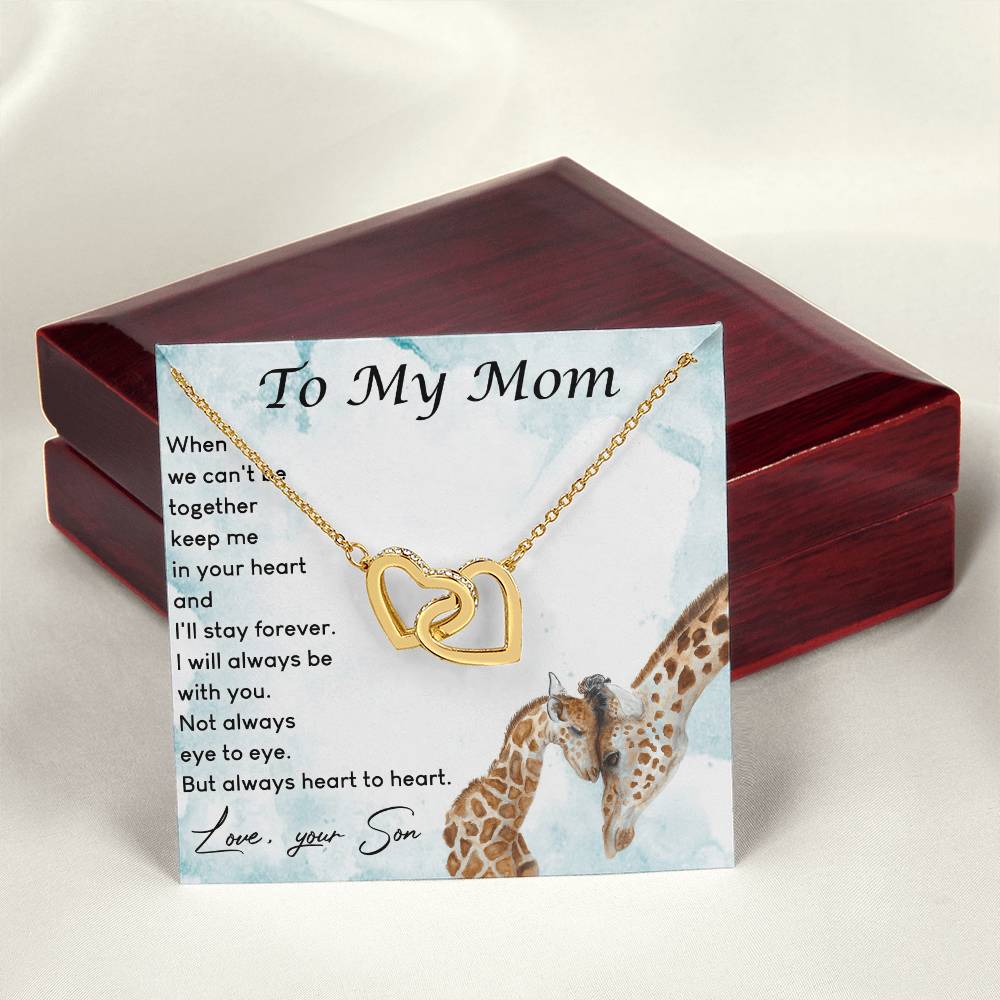 To My Mom Interlocking Hearts Necklace Message Card
