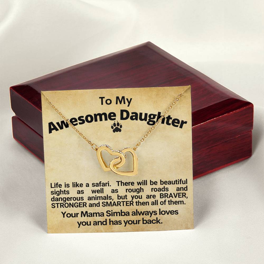 Awesome Daughter Linked Hearts Necklace Gift From Mom Interlocking Hearts Necklace