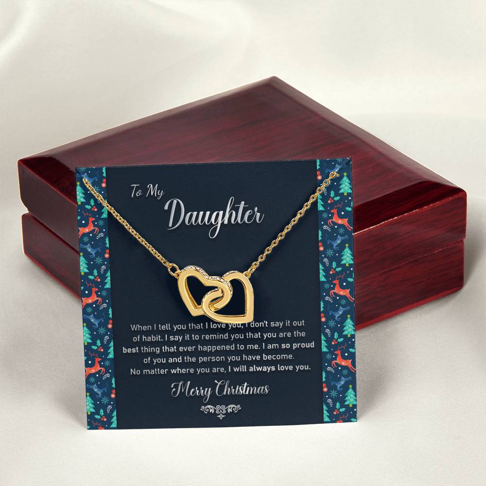 To My Daughter - I Will Always Love You Necklace Interlocking Hearts Necklace