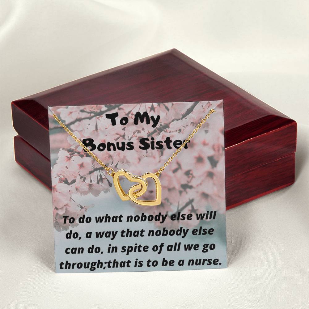 To My Nurse Sister Interlocking Hearts Necklace