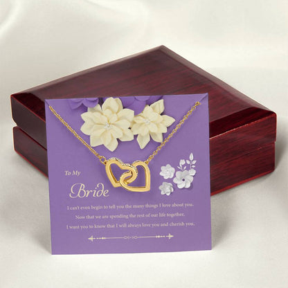 To My Bride - I Can'T Even Begin To Tell You Interlocking Hearts Necklace