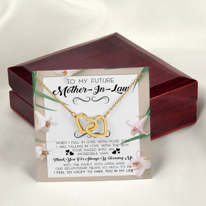 To My Future Mother In Law Mother In Law Necklace Mother In Law Wedding Gift Mother In Law Wedding Card Mother In Law Love Knot Necklace Interlocking Hearts Necklace