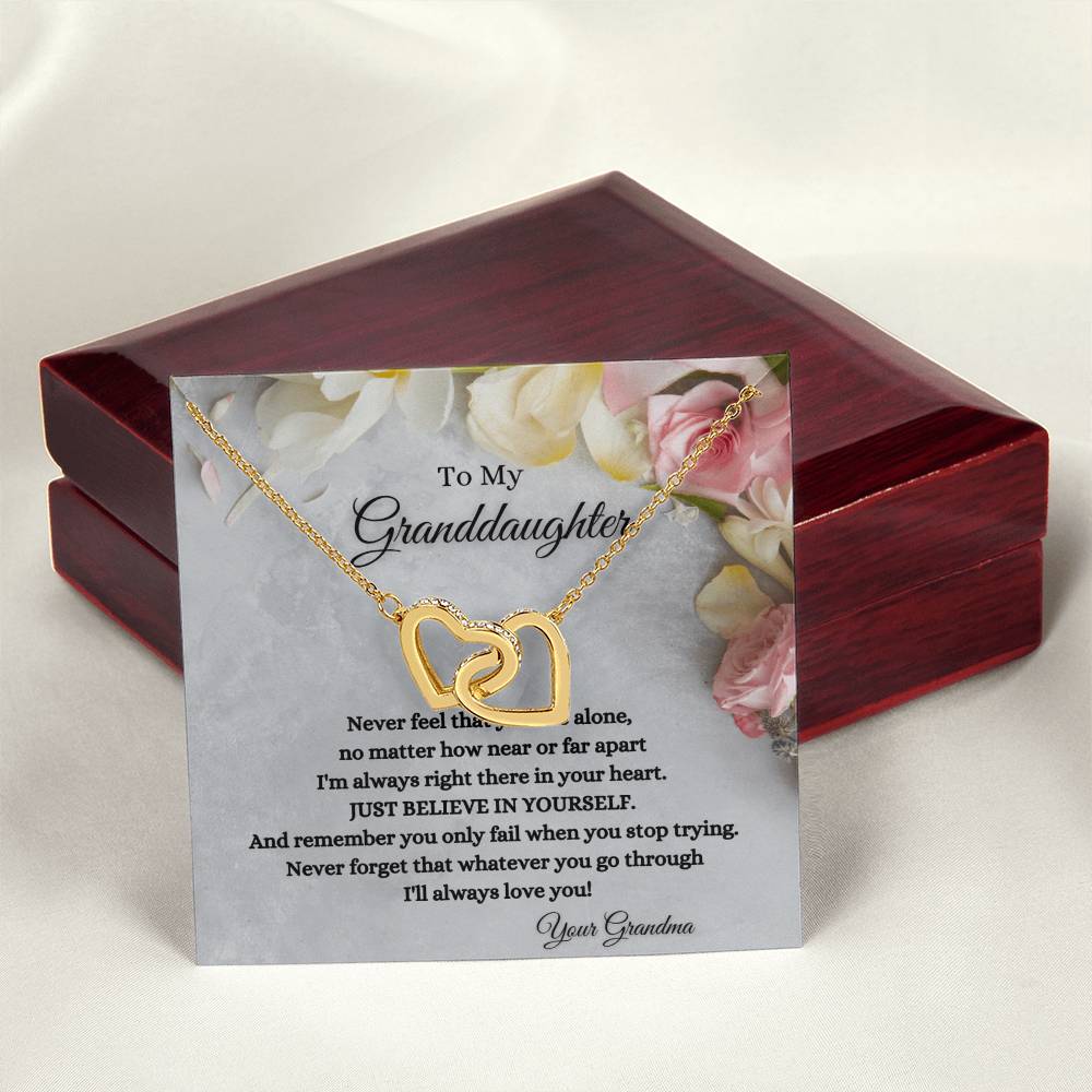 To My Granddaughter Interlocking Hearts Necklace